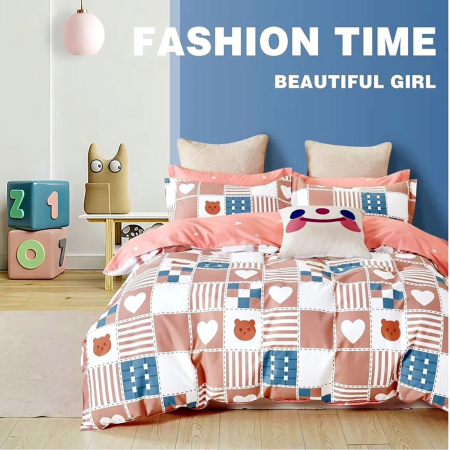 Lenjerii de pat percale - bumbac 100% - LENJERIE DE PAT PERCALLE IMPRIMAT (PRC45) - Dimensiuni:: King size 6 piese cu husa