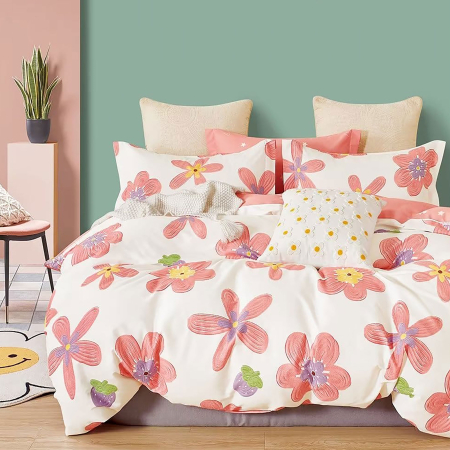 Pucioasa - LENJERIE DE PAT PERCALLE IMPRIMAT (PRC86) - King size 6 piese cu husa