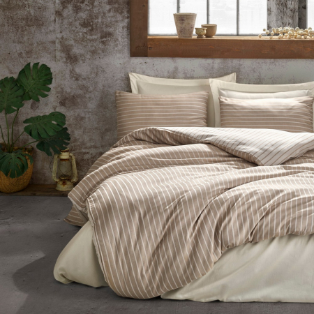 Lenjerii bumbac satin Premium - Lenjerie de pat premium Bamboo, 6 piese, Cotton Box, Mink
