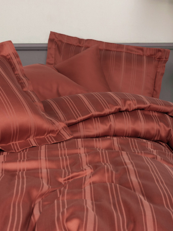 Lenjerie de pat premium Bamboo Stripe, 6 piese, Cotton Box, Tile Red [1]