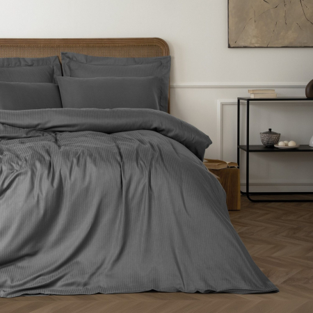 Lenjerii bumbac satin Premium - Lenjerie de pat premium lyocell si bumbac 4 piese, Cotton Box, Craft - Anthracite