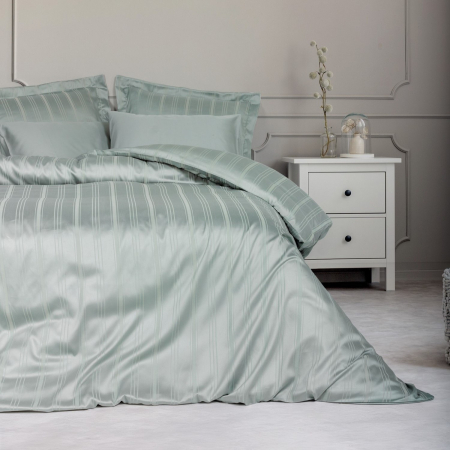 Lenjerii bumbac satin Premium - Lenjerie de pat premium Bamboo Stripe, 6 piese, Cotton Box, Mint
