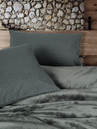 Lenjerie de pat catifea si bumbac 4 piese, Cotton Box, Flossy - Grey [1]