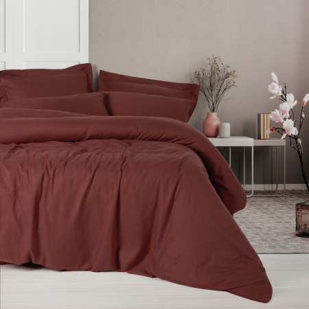Lenjerii bumbac satin Premium - Lenjerie de pat premium lyocell si bumbac 4 piese, Cotton Box, Craft - Claret Red
