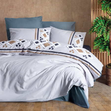 Lenjerii bumbac ranforce - XXL - Lenjerie de pat Puff, două persoane, bumbac 100%, Cotton Box, Stesso - Grey