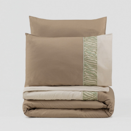 Lenjerie de pat ranforce, două persoane, bumbac 100%, Cotton Box, Beldon - Mink [2]