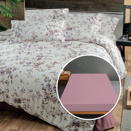 Pucioasa - Lenjerie de pat Ranforce, 100% bumbac, cu husa universala pentru saltea de 140cm x 200cm / 160cm x 200cm