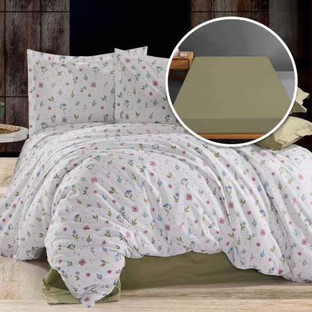 Pucioasa - Lenjerie de pat Ranforce, 100% bumbac, cu husa universala pentru saltea de 140cm x 200cm / 160cm x 200cm