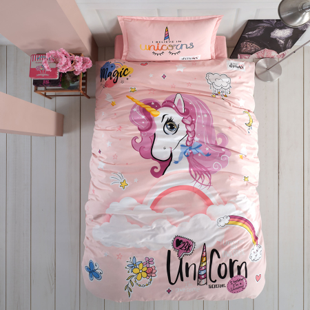 Lenjerii de pat - Lenjerie de pat ranforce 100% bumbac - o persoana (Pink Dreams)