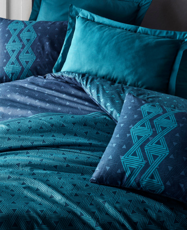 Lenjerie de pat ranforce, două persoane, bumbac 100%, Cotton Box, Amari - Petrol Blue [1]