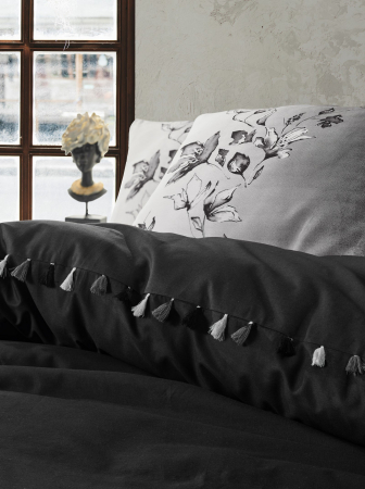 Lenjerie de pat ranforce, două persoane, bumbac 100%, Cotton Box, Daren - Black [1]