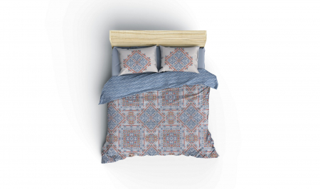 Lenjerie de pat ranforce, două persoane, bumbac 100%, Cotton Box, Grande - Blue [2]
