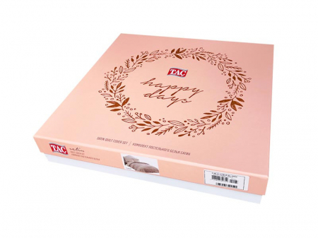 Lenjerie de pat satin, două persoane,bumbac 100%, TAC, Bruna maron [1]