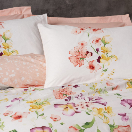 Lenjerie de pat ranforce, două persoane, bumbac 100%, Cotton Box, Emma v2 - Salmon [1]