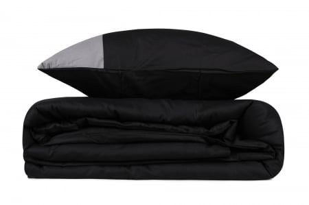 Lenjerie de pat ranforce, două persoane, bumbac 100%, Cotton Box, Plain - Black, Grey [2]