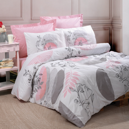 Lenjerie de pat ranforce, două persoane, bumbac 100%, Cotton Box, Pretty - Pink [0]