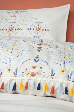 Lenjerie de pat ranforce, două persoane, bumbac 100%, Cotton Box, Milis - Tile Red [1]