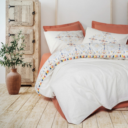 Lenjerii bumbac ranforce - XXL - Lenjerie de pat ranforce, două persoane, bumbac 100%, Cotton Box, Milis - Tile Red