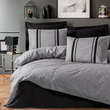 Lenjerie de pat ranforce, două persoane, bumbac 100%, Cotton Box, Bitter - Grey [0]