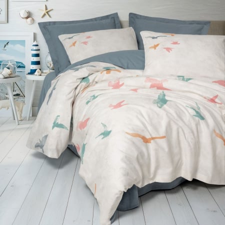 Lenjerii bumbac ranforce - XXL - Lenjerie de pat ranforce, două persoane, bumbac 100%, Cotton Box, Kaija - Blue