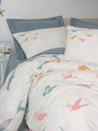 Lenjerie de pat ranforce, două persoane, bumbac 100%, Cotton Box, Kaija - Blue [1]
