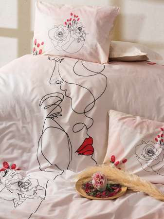 Lenjerie de pat ranforce, două persoane, bumbac 100%, Cotton Box, Amore - Beige [1]