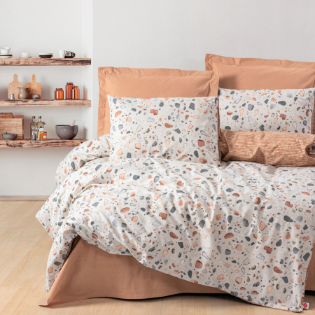 Lenjerie de pat ranforce, două persoane, bumbac 100%, Cotton Box, Oniks - Caramel [0]