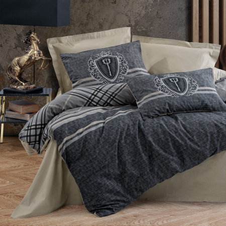 Lenjerie de pat ranforce, două persoane, bumbac 100%, Cotton Box, Thor - Beige [0]