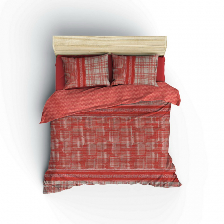 Lenjerie de pat ranforce, două persoane, bumbac 100%, Cotton Box, Dust - Tile Red [2]
