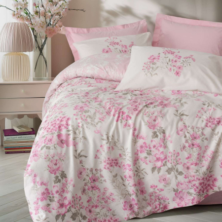 Lenjerii bumbac ranforce - XXL - Lenjerie de pat ranforce, două persoane, bumbac 100%, Cotton Box, Floren - Pink