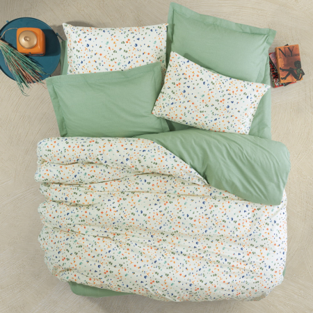 Lenjerii bumbac ranforce - XXL - Lenjerie de pat ranforce, două persoane, bumbac 100%, Cotton Box, Lola - Green