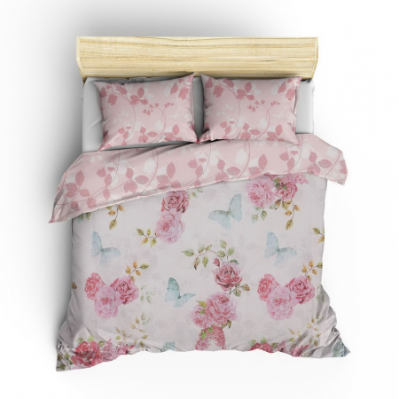 Lenjerie de pat ranforce, două persoane, bumbac 100%, Cotton Box, Rosella - Pink [1]