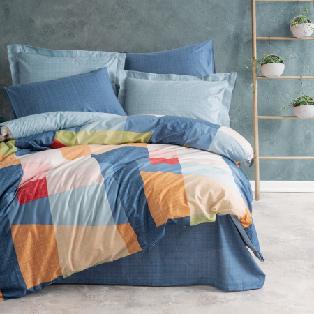 Lenjerii bumbac ranforce - XXL - Lenjerie de pat ranforce, două persoane, bumbac 100%, Cotton Box, Cosy - Blue