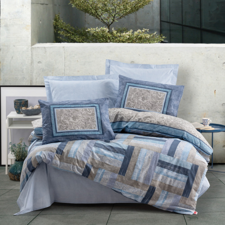 Lenjerie de pat ranforce, două persoane, bumbac 100%, Cotton Box, Groovy - Blue [0]