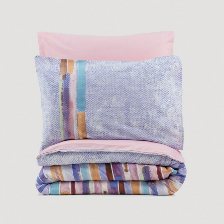 Lenjerie de pat ranforce, două persoane, bumbac 100%, Cotton Box, Larry - Pink [2]