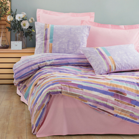 Lenjerie de pat ranforce, două persoane, bumbac 100%, Cotton Box, Larry - Pink [0]