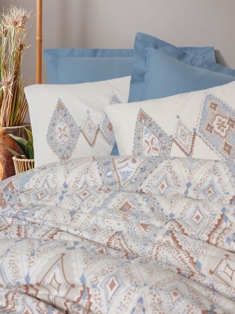 Lenjerie de pat ranforce, două persoane, bumbac 100%, Cotton Box, Zanora - Indigo [1]