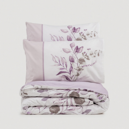Lenjerie de pat ranforce, două persoane, bumbac 100%, Cotton Box, Nadia - Lilac [2]
