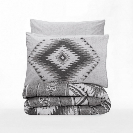 Lenjerie de pat ranforce, două persoane, bumbac 100%, Cotton Box, Delos - Anthracite [2]
