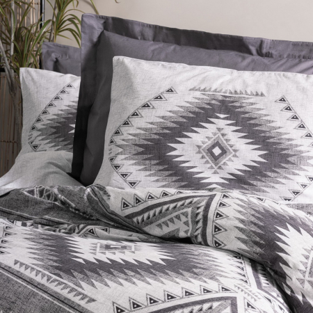 Lenjerie de pat ranforce, două persoane, bumbac 100%, Cotton Box, Delos - Anthracite [1]