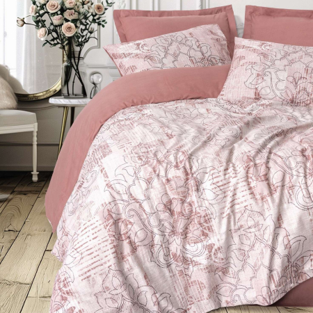 Lenjerii bumbac ranforce - XXL - Lenjerie de pat ranforce, două persoane, bumbac 100%, Cotton Box, Livara - Dusty Rose