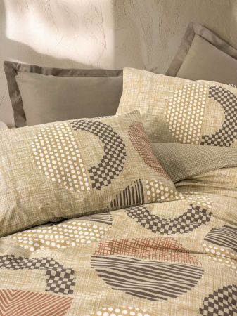 Lenjerie de pat ranforce, două persoane, bumbac 100%, Cotton Box, Moona - Brown [1]