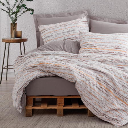 Lenjerie de pat ranforce, două persoane, bumbac 100%, Cotton Box, Fleck - Mink [0]