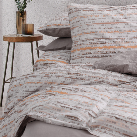 Lenjerie de pat ranforce, două persoane, bumbac 100%, Cotton Box, Fleck - Mink [1]