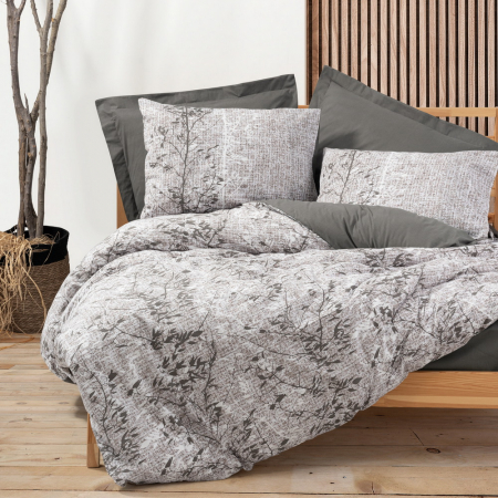 Lenjerie de pat ranforce, două persoane, bumbac 100%, Cotton Box, Odin - Brown [0]