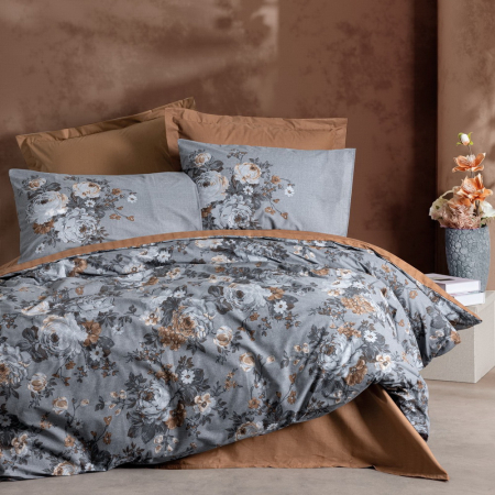 Lenjerii bumbac ranforce - XXL - Lenjerie de pat ranforce, două persoane, bumbac 100%, Cotton Box, Lenora - Brown