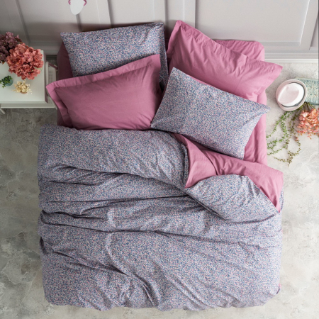 Lenjerii bumbac ranforce - XXL - Lenjerie de pat ranforce, două persoane, bumbac 100%, Cotton Box, Penny - Dusty Rose