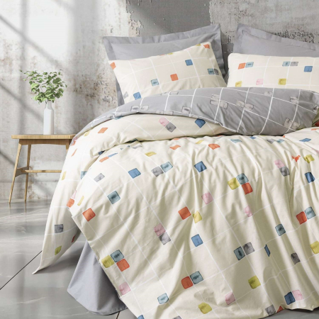 Lenjerii bumbac ranforce - XXL - Lenjerie de pat ranforce, două persoane, bumbac 100%, Cotton Box, Evo - Grey