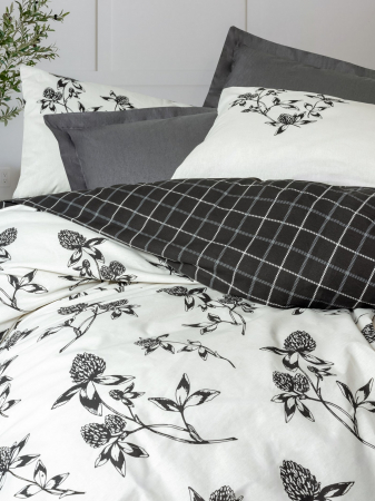Lenjerie de pat ranforce, două persoane, bumbac 100%, Cotton Box, Ohia - Anthracite [1]