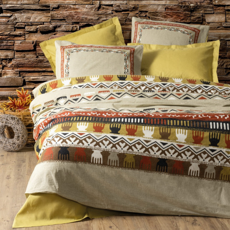 Lenjerii bumbac ranforce - XXL - Lenjerie de pat ranforce, două persoane, bumbac 100%, Cotton Box, Magnus - Mustard